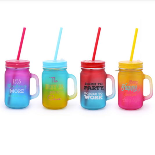 Mason Jar Two Toned Frosted (Set of 4)