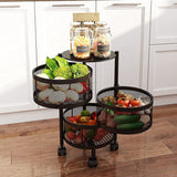 3 Tier Round Rotating Storage Trolley Black