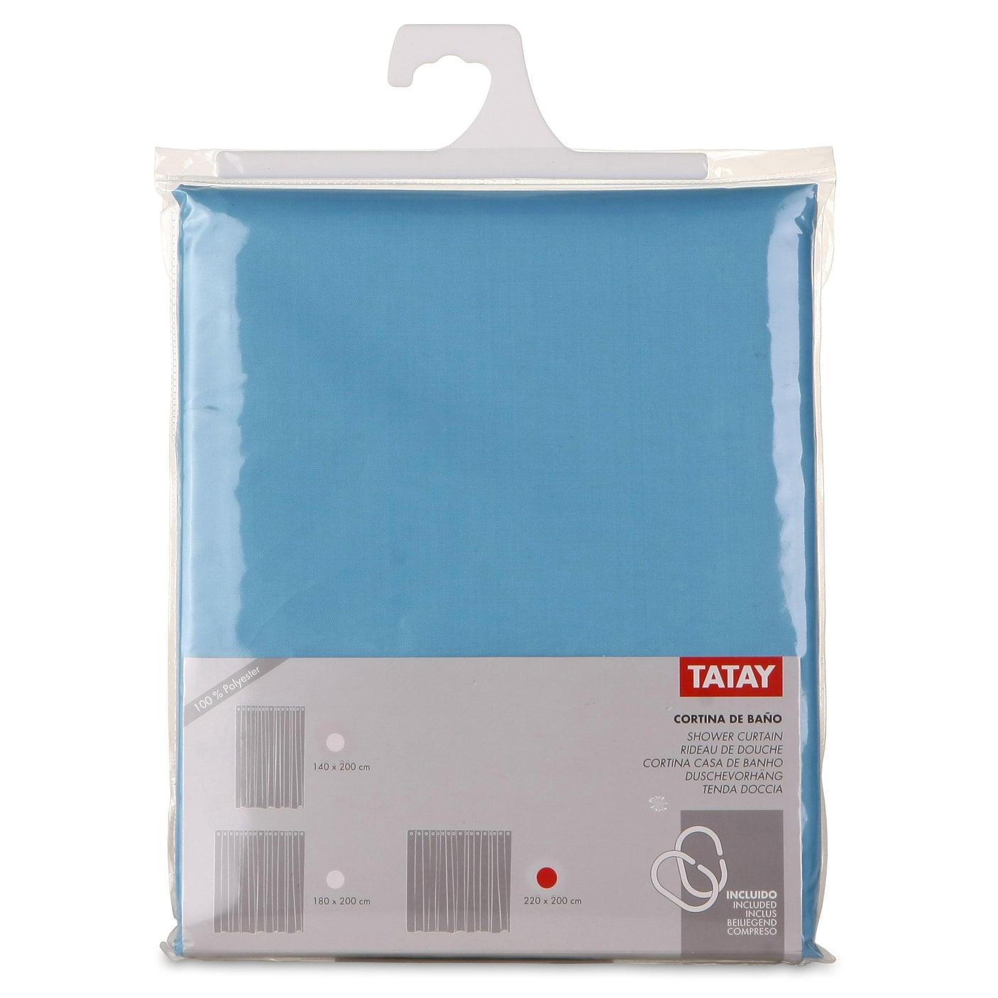 Tatay Shower Curtain, 220 X 200, Polyester, Blue