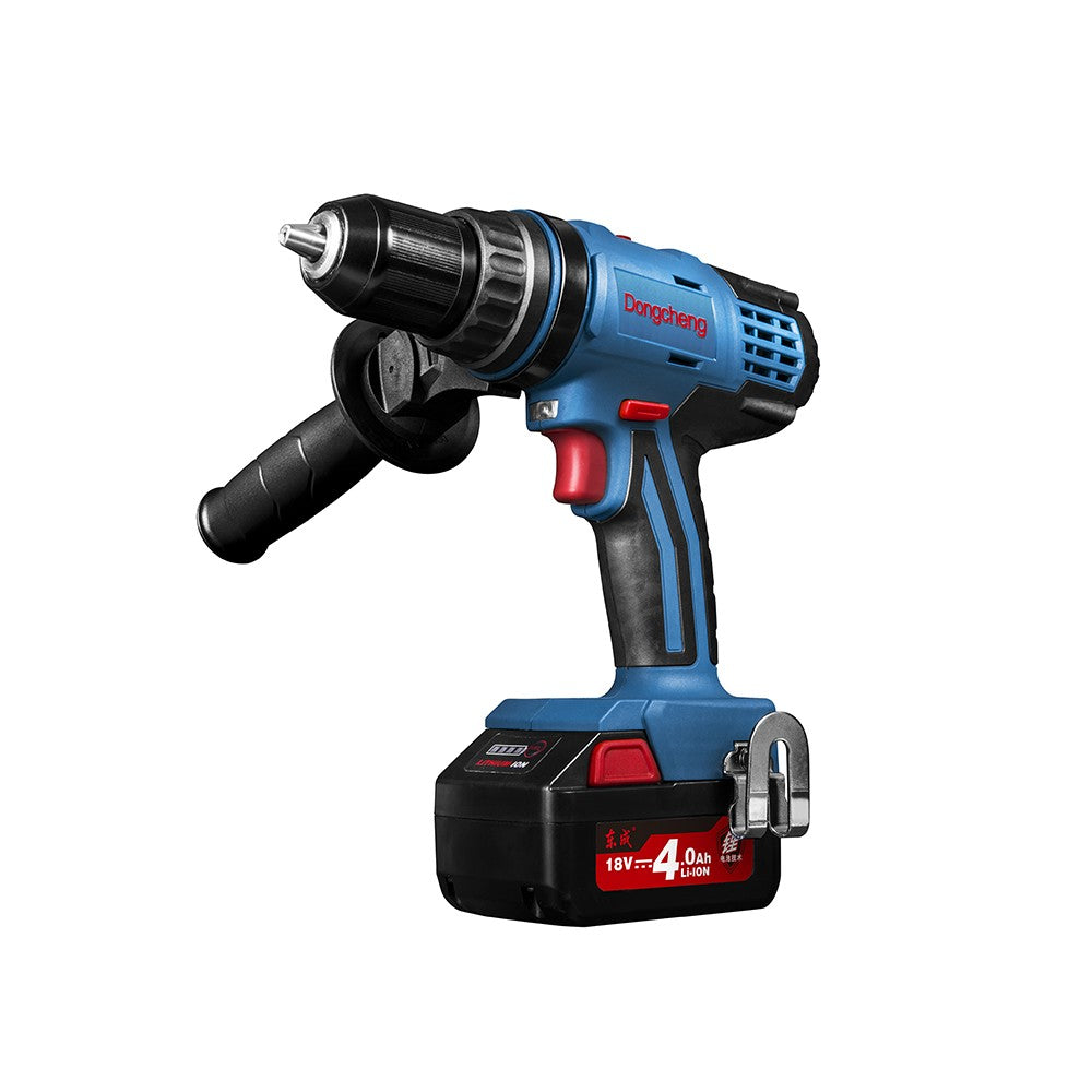 DONGCHENG CORDLESS DRIVER HAMMER DRILL, 1/2", 13mm, 18V, 4.0Ah, 70N.m, 2-speed, E