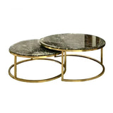 Marble Center Table Set Black