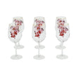 Goblet Glass Set Red Flowers (Pack of 6)