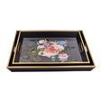 Rectangular Serving Tray Black Flower (Set of 2)