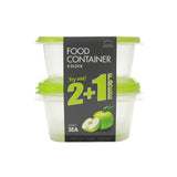 New Ez Lock Rectangular Container 610Ml 3P Set