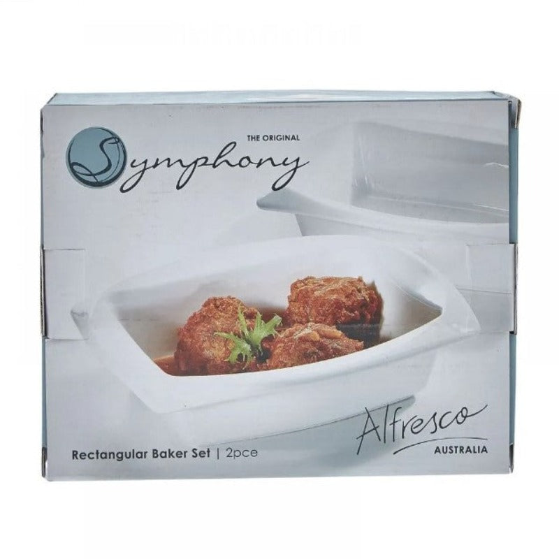 Rectangle Baker Set of 2 – White