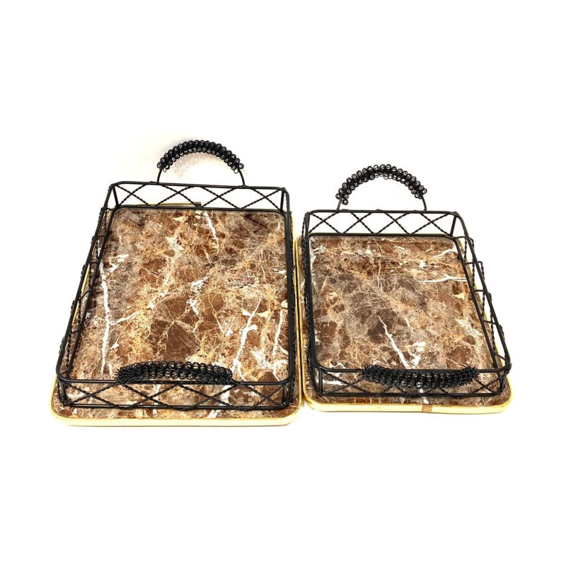 Serving Tray Black & Gold (Set of 2)