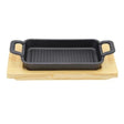 Cast Iron Grilling Pan with wooden base Small