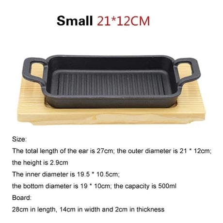 Cast Iron Grilling Pan with wooden base Small