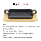 Cast Iron Grilling Pan with wooden base