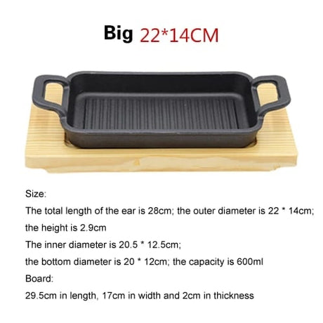 Cast Iron Grilling Pan with wooden base