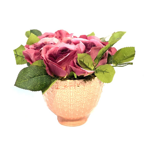 Faux Roses in Pink Vase