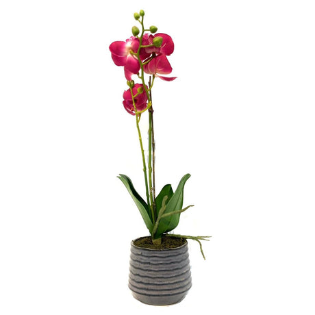 Faux Orchid Arrangement in Grey Pot