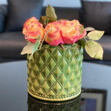 Faux Flower Arrangement in Green Pot