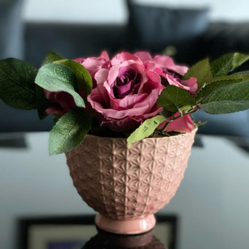 Faux Roses in Pink Vase