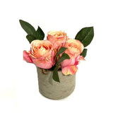 Pink Faux Roses in Grey Cement Pot