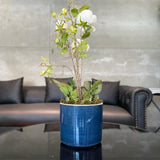 Flower Arrangement in Blue Pot