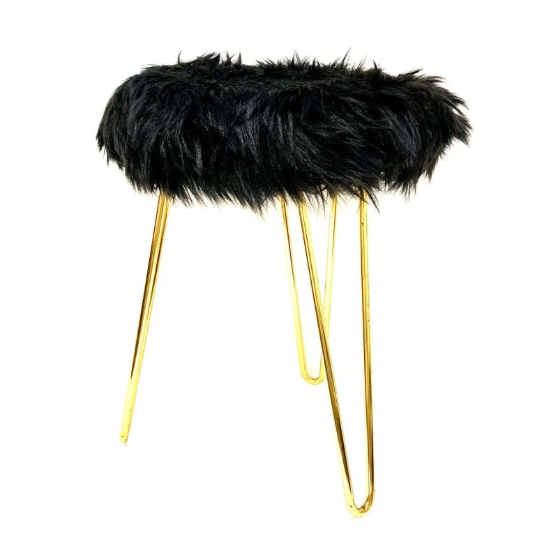 Metal Stool Fur Black