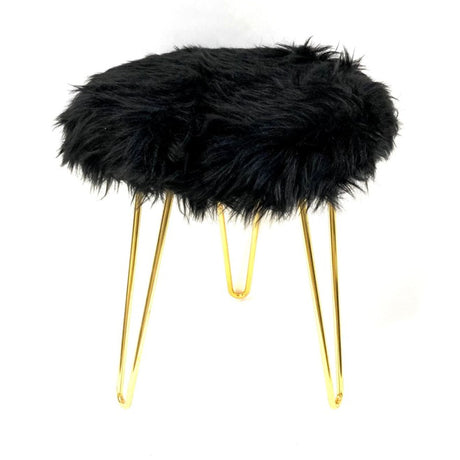 Metal Stool Fur Black