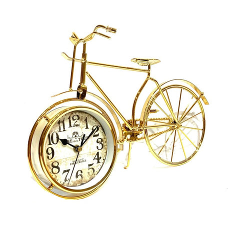 Gold Table Clock Bicycle