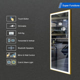 Smart Touch LED Mirror Rectangular 24 x 48 With Bluetooth