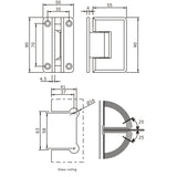 Wall To Glass Hinge 90 Degree Solid Brass