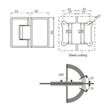 Glass To Glass Hinge 180 Degree Solid Brass