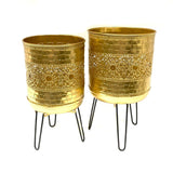 Metal Planter With Folding legs (Set of 2)