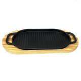 Cast Iron Grill Pan with wooden base