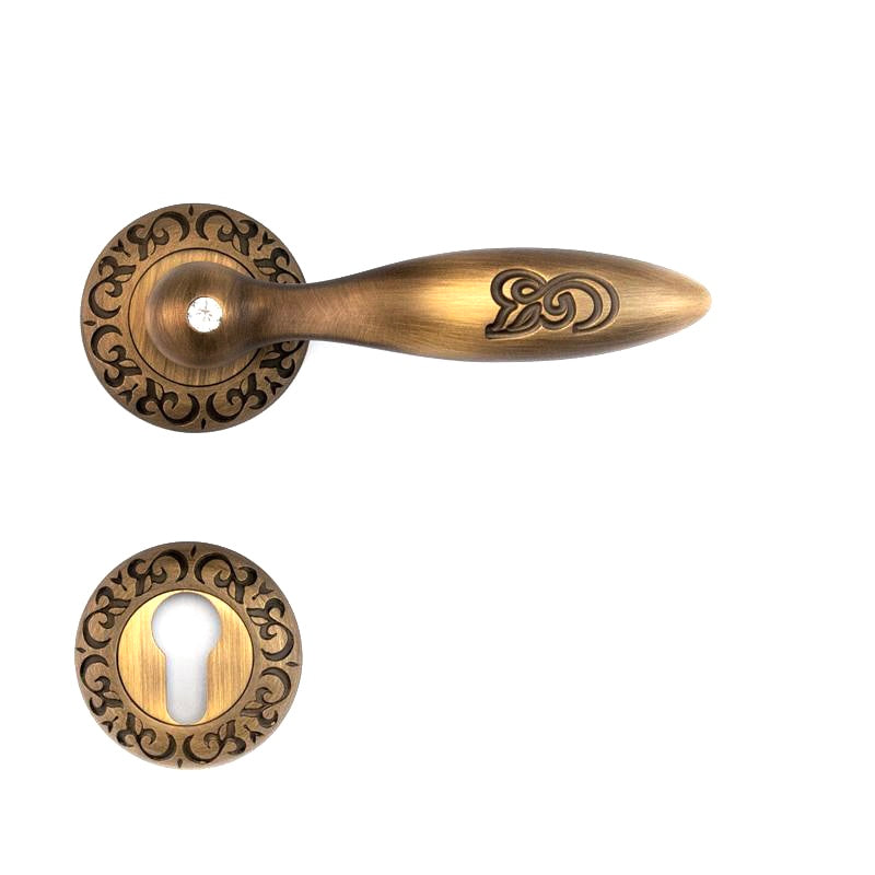 Door Handle Rose Pelikan Opp Sat Bronze Decorated