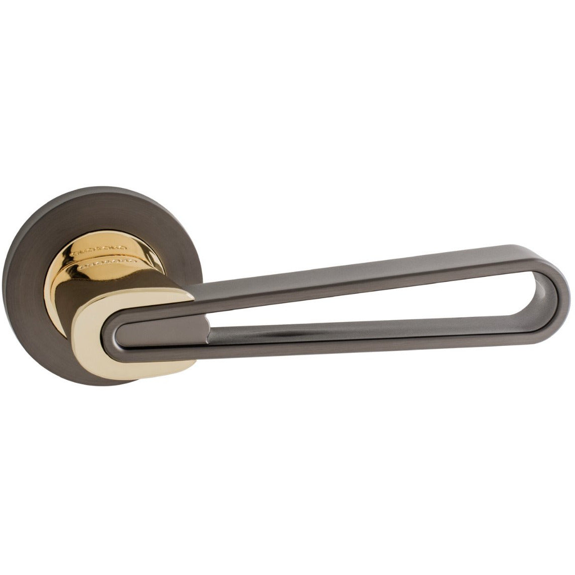 Handle on Round Rose With Round Key Escutcheons TITANIUM/GP