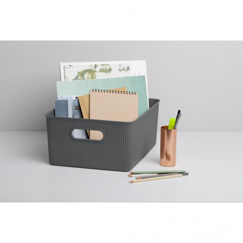 Storage Basket L 15L Baobab Anthracite Grey