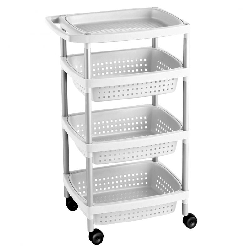 Vegetable Trolley 4 Tier White