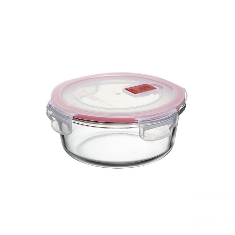 Hermetic Glass Round Container Cook & Eat 0.6L Red